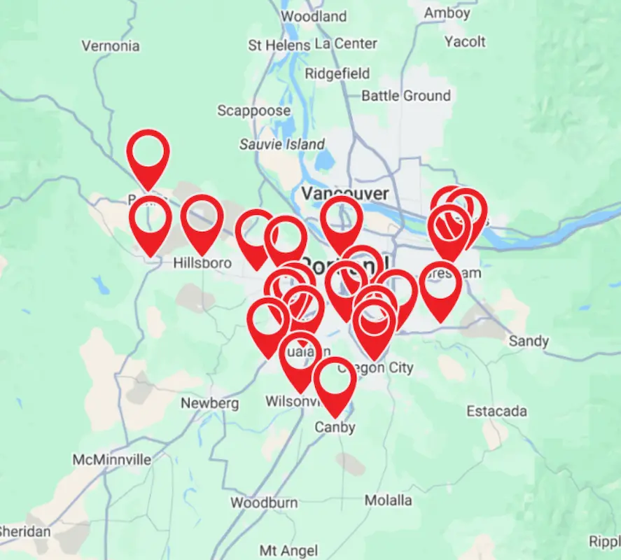 Areas Served Map Pins