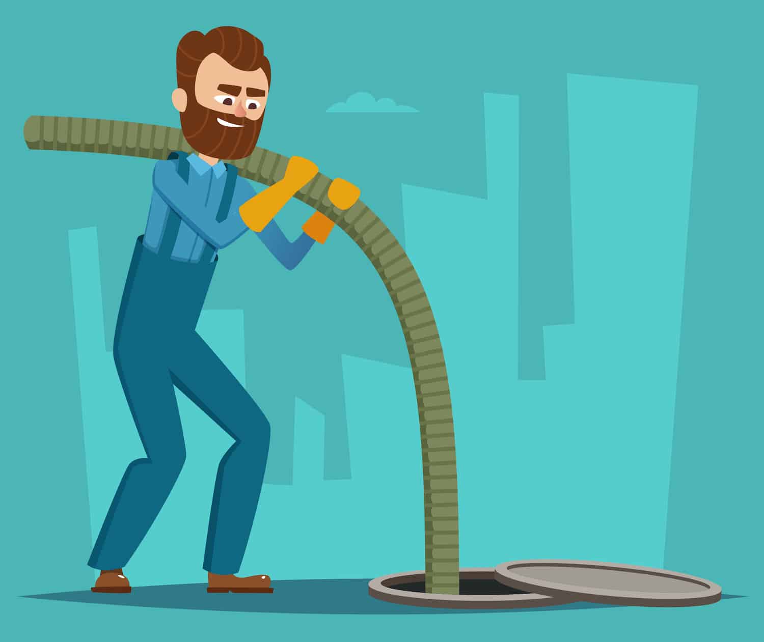 Cartoon picture of worker using hydrojet